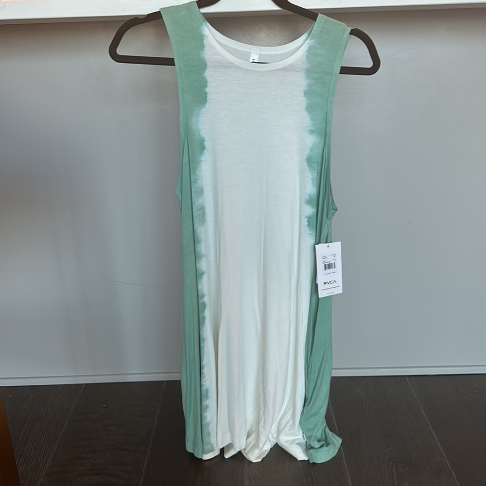 NWT RVCA Sucker Punched Sage Green Tie-Dye Swing Dress - Picture 6 of 14